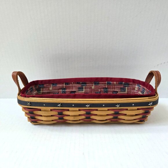 Longaberger Proudly American Cracker Basket Old Glory Liner Protector Set NWOT - Picture 1 of 7